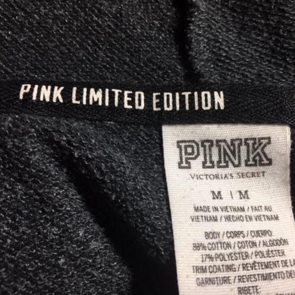 PINK Victoria's Secret Front Full-Zip Side Stripes Black/Gray Hoodie Medium - Picture 9 of 16